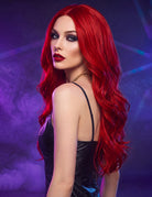 Long Wavy Center Part Curly Wig - Red