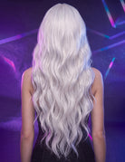 Long Wavy Center Part Curly Wig - White