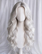 Long Wavy Center Part Curly Wig - White