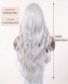 Long Wavy Center Part Curly Wig - White