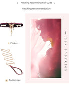 Choker and leash set with butterfly pendant and gold-toned chain traction rope