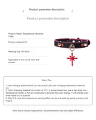 Metal buckle and ring on a black PU pet collar with magenta edge and red cross charm