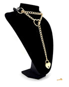 Heart padlock slip-chain necklace with gold-tone chain and small heart lock charm