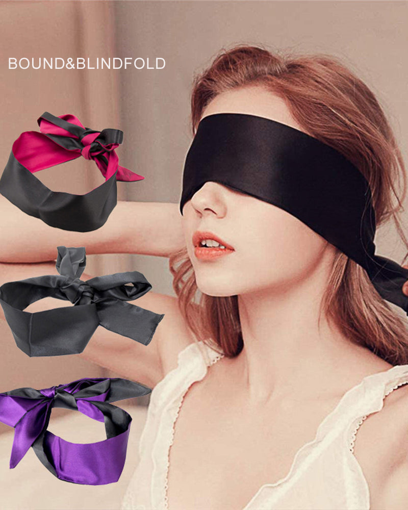 Adjustable satin eye mask, black with soft contoured band