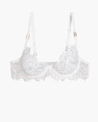 Embroidered lace bra in white with underwire cups and scalloped lace trim