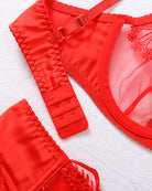 Red panty with garter straps and adjustable hook-and-eye back closure