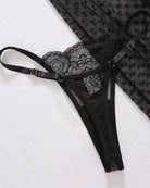 Black sheer polka-dot lace long dress with lace-trim straps and tie detail