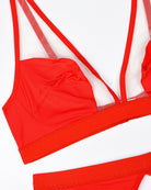 Red strappy mesh bra with underband and thin adjustable shoulder straps
