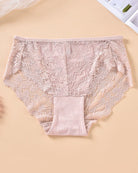 Plus size lace panties, blush pink floral lace with cotton gusset and scalloped edges