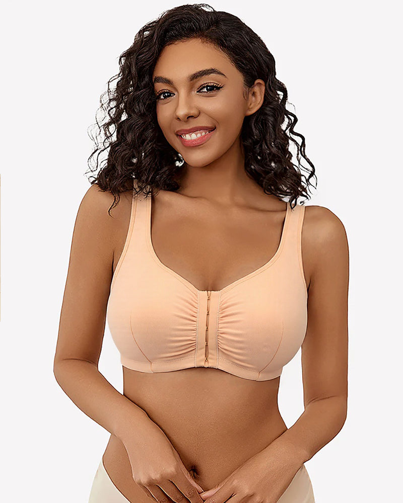 Papaya front-clasp non-wired breathable bra with adjustable straps