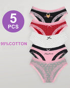 Set of low-waist lace-trim panties with mixed prints and colors