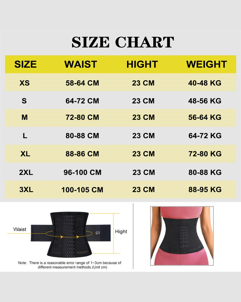 Black waist corset size chart silhouette with hook-and-eye front