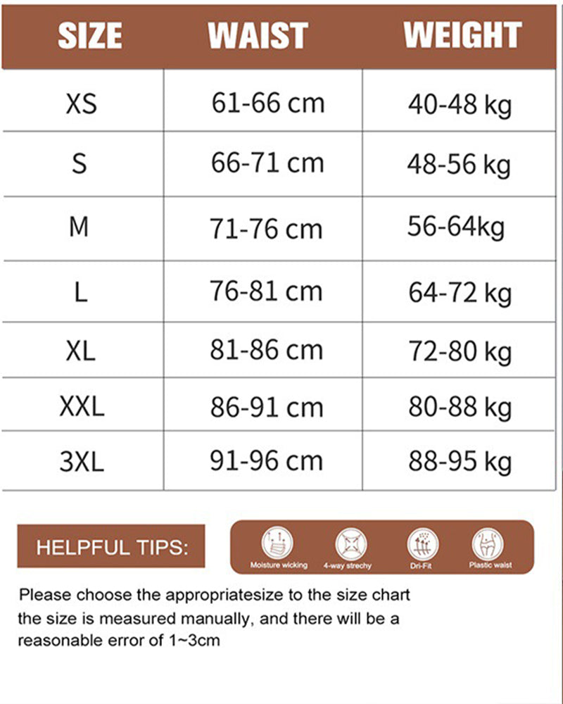 Waist corset size chart with waist and weight ranges for XS to 3XL
