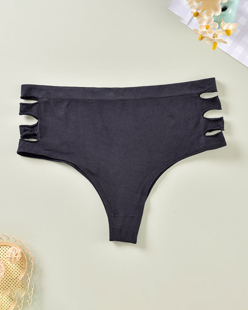 High-waist triangle panties, dark gray with side cutout details