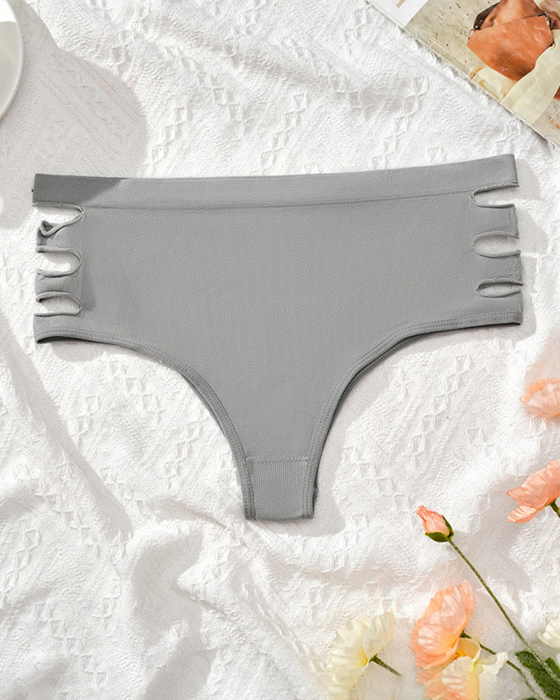 High-waist triangle panties, light gray with side cutouts