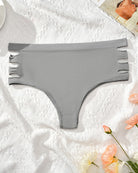 High-waist triangle panties, light gray with side cutouts