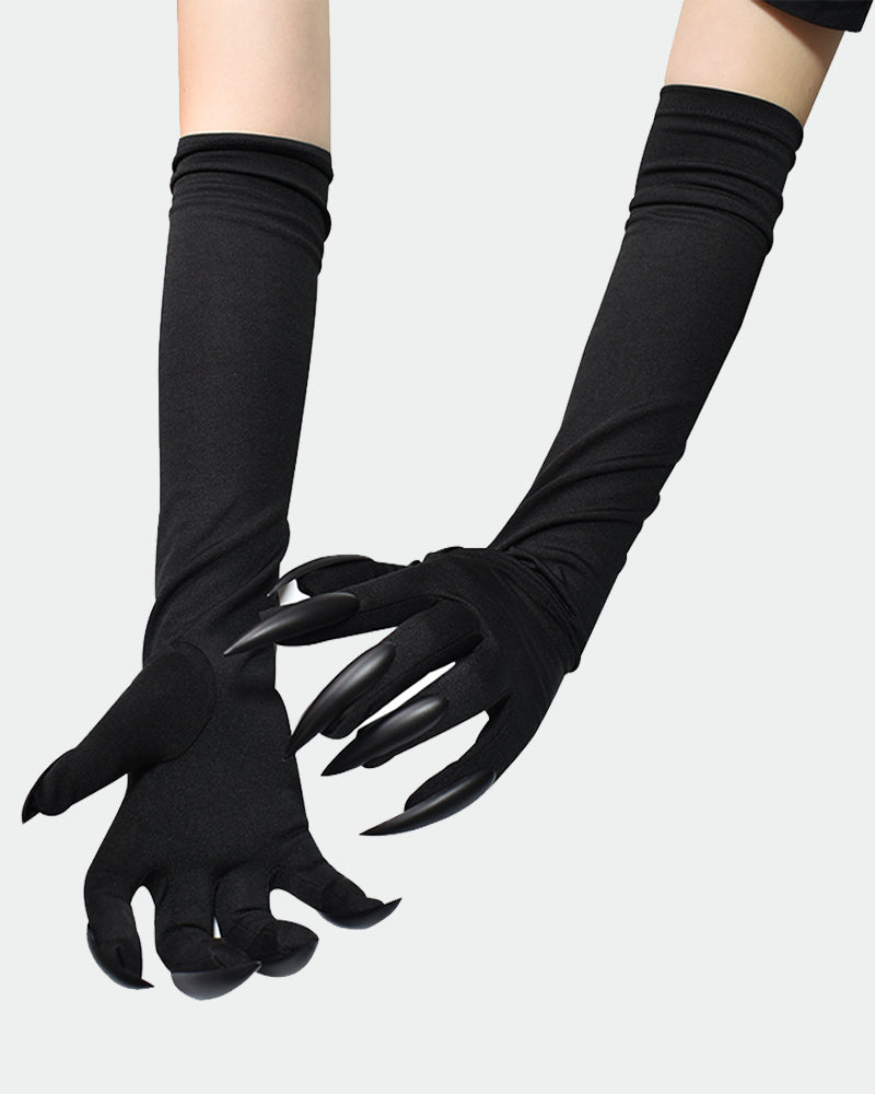 Long nail gloves with black sleeves and long pointed clawed fingers.