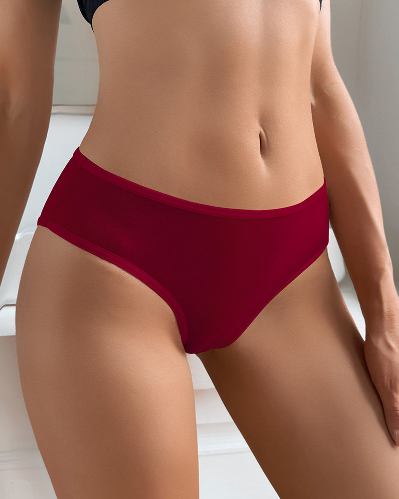 Wine red cheeky high-cut brief with smooth elastic trim