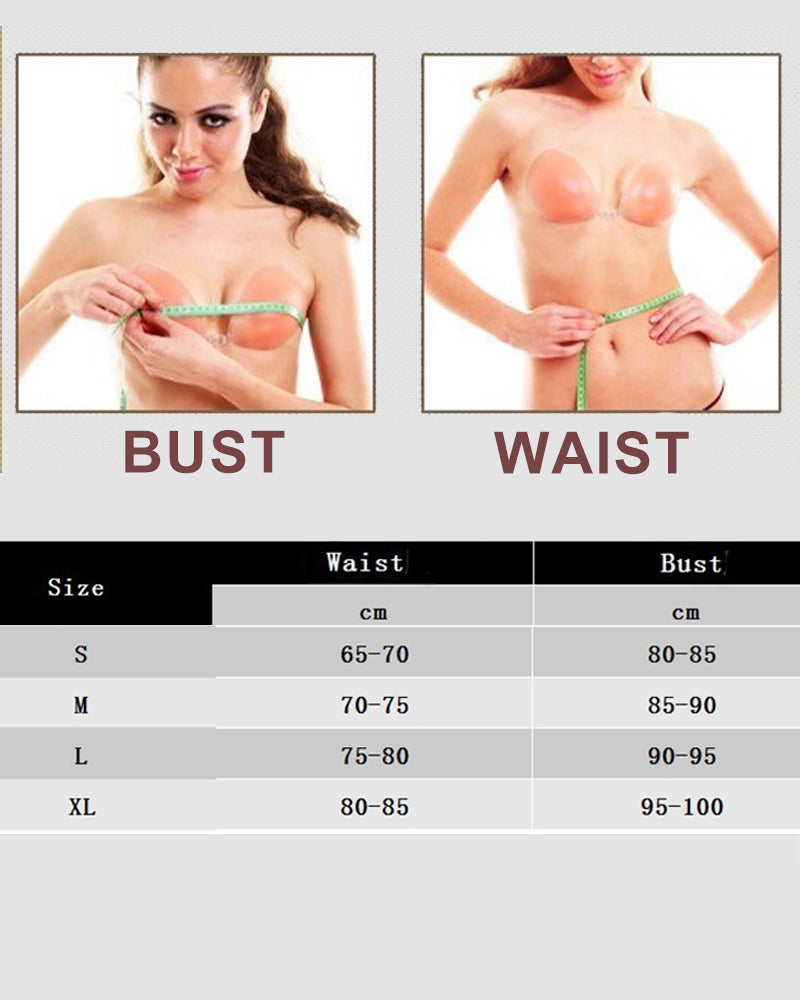 Size chart for corset top with waist and bust measurement table (cm)