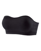 Black seamless strapless bandeau bra with padded tube shape