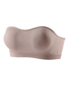 Light pink seamless strapless bandeau bra with padded tube shape