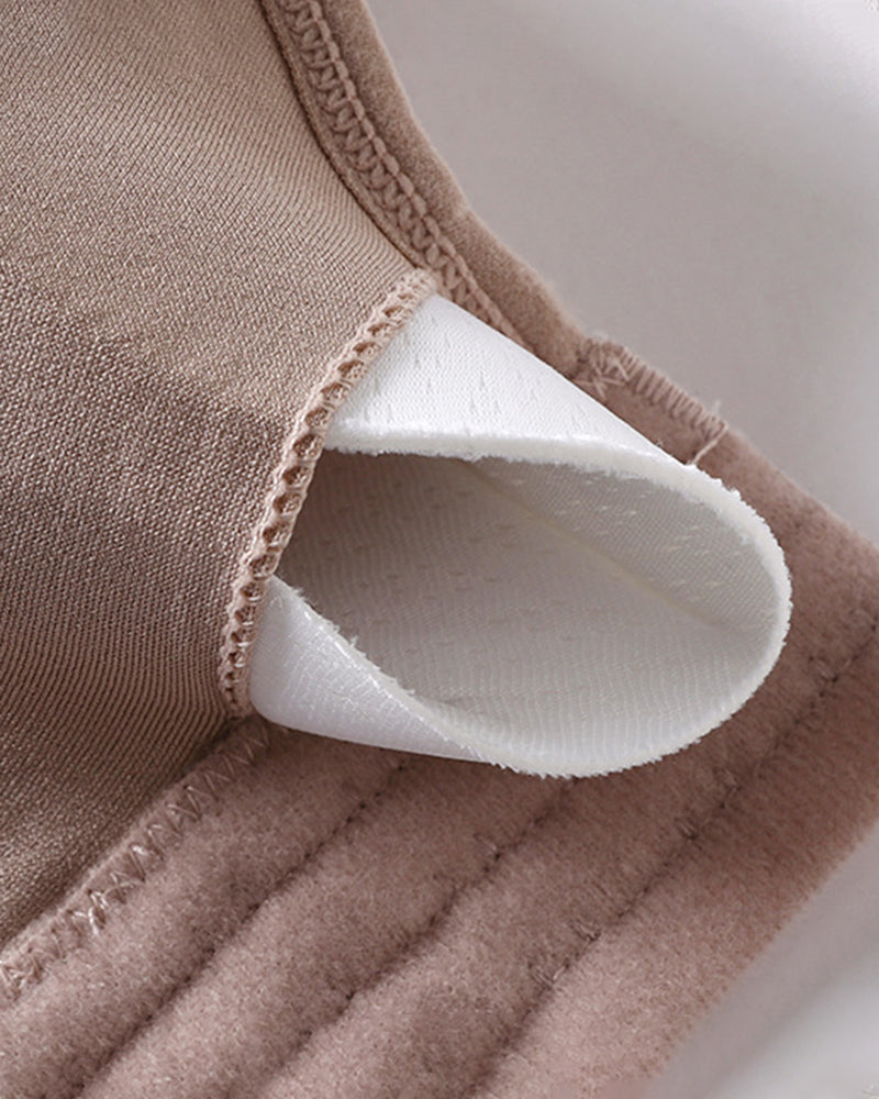 Beige seamless padded bra cup lining detail