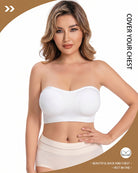 White strapless bandeau bra with molded cups and smooth strapless fit