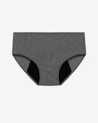 Grey high-waisted leakproof period panties, full-coverage briefs
