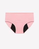 Pink high-waisted leakproof period panties, full-coverage briefs