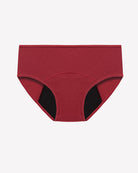 Wine red high-waisted leakproof period panties, full-coverage briefs