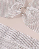 White rhinestone mesh tassel details with O-ring halter connector