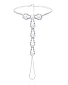 Pearl rhinestone toe anklet tassel foot chain bracelet with dangling pearl drops
