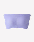 Lavender/purple strapless seamless bandeau bra, wireless tube top with center seam