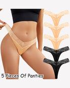 Apricot floral lace low-rise thong panties with multicolor 5-pack