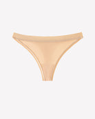 Beige low-rise seamless thong panties, 100% cotton with narrow leg openings