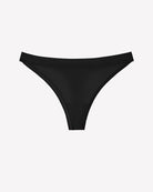 Black low-rise seamless thong panties, 100% cotton with narrow sides