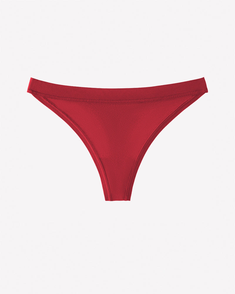 Low-rise seamless thong panties, wine red, smooth front and thin edges