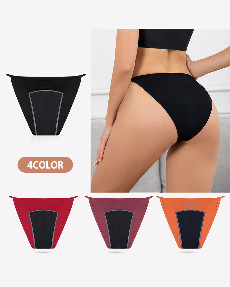 Black leakproof period panties for women, full-coverage bikini brief