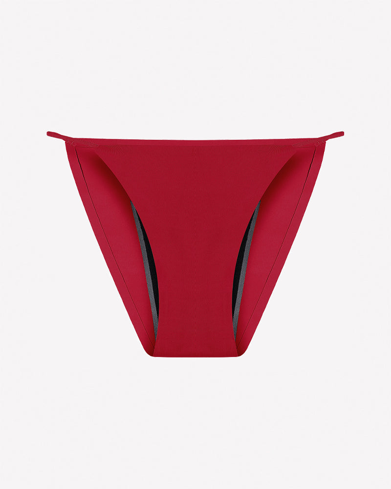 Women leakproof period panties, dark red bikini cut with wide waistband
