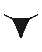 Black ribbed micro string thong with thin side straps