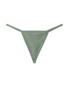 Light green ribbed micro string thong with thin side straps