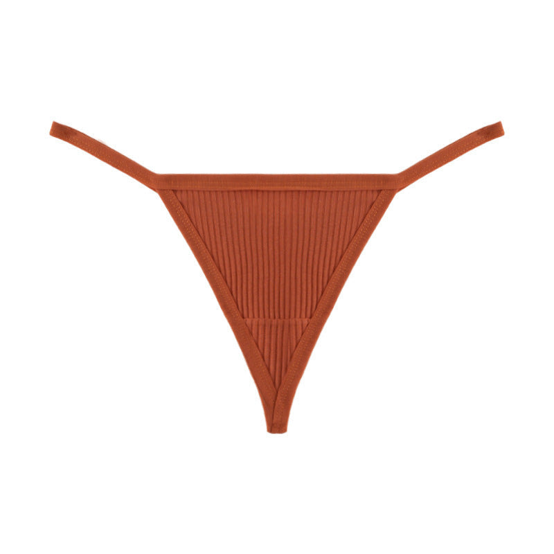 Orange ribbed micro string thong with thin side straps