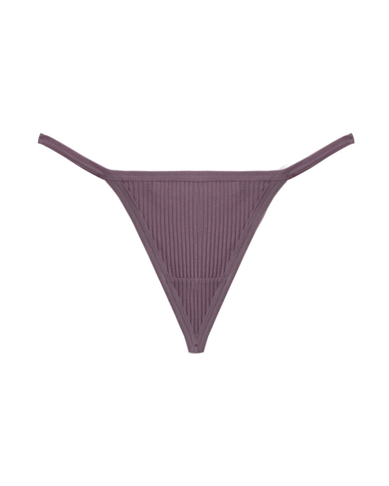 Lavender ribbed micro string thong with thin side straps