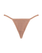 Beige ribbed micro string thong with thin side straps