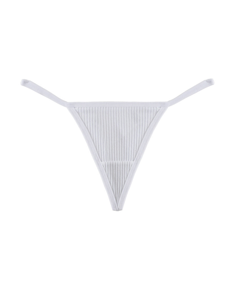 White ribbed micro string thong with thin side straps