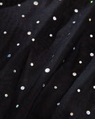 Black rhinestone mesh mini dress fabric with scattered silver stones