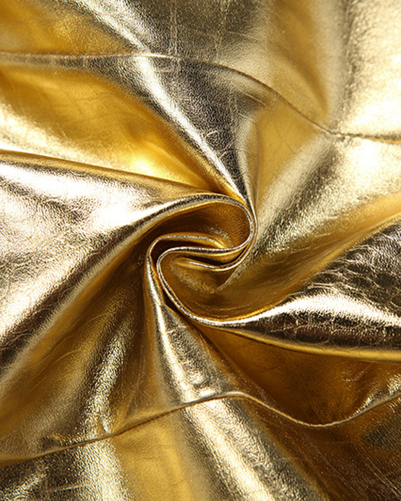 Gold metallic corset fabric with ruched sheen detail
