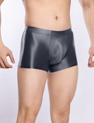 Men Shiny Transparent Boxer Briefs Low Rise U-Convex Pouch