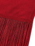 Mesh Panel Tiered Fringe Bodycon Midi Dress - Red
