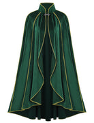 Medieval Gold Trim Velvet Cloak Cape - Green
